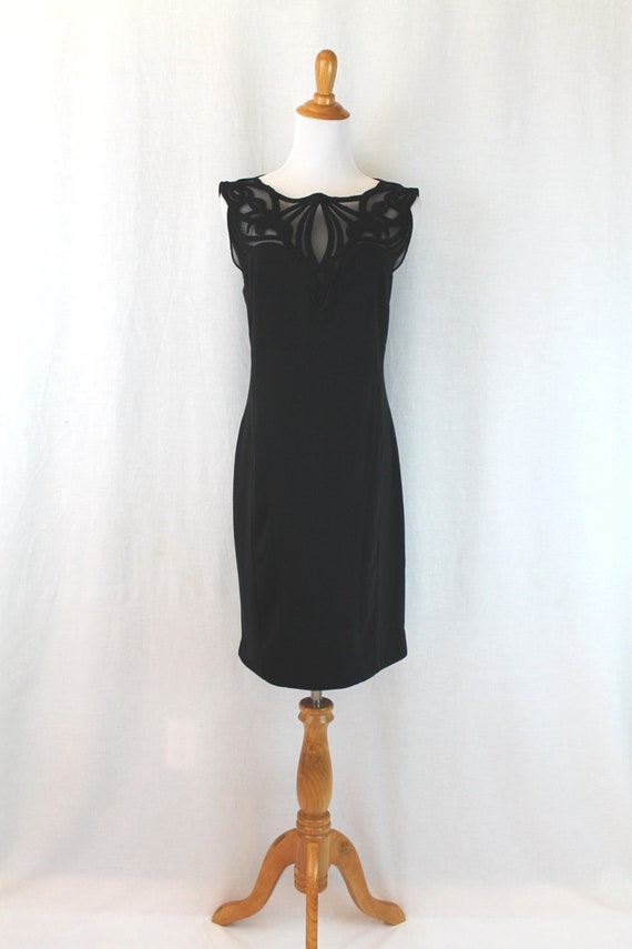 Vintage NOEMIE Slimming Black Ponte Sheath Dress w