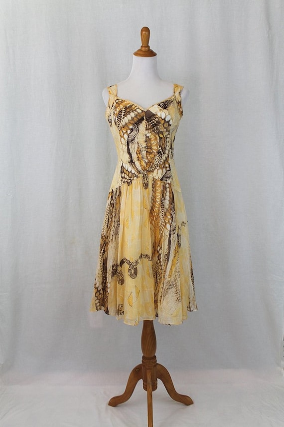 Escada, Vintage Escada Dirndl Dress: Batik Cotton Batiste, Yellow Ballerina Cut (US 6-8)