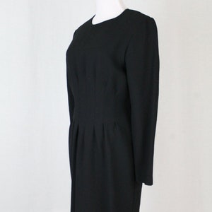 Vintage LAURA ASHLEY Black Wool Long Sleeved Sheath Dress Made in England USA Sz 4 image 4