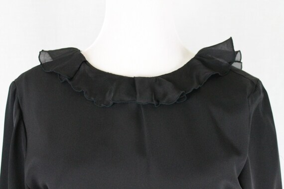 Vintage DAVID HAYES Ruffled Black Silk Shift Dres… - image 6
