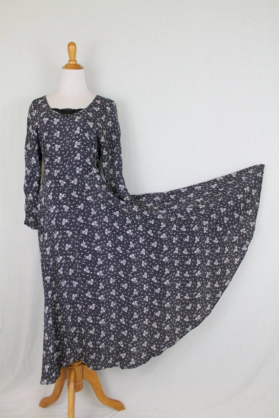 STARINA Long Sleeve Bias Cut Maxi Dress S 1980s 90