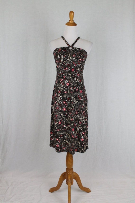 ann taylor loft halter dress Ann Taylor LOFT Navy Beaded Halter Dress 100% Cotton Size 10 A1.6