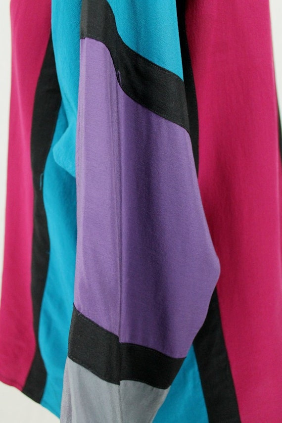 Vintage Jack Mulqueen Silk Dolman Sleeve Colorblo… - image 7