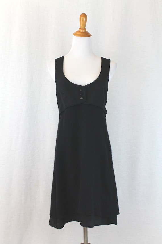 Vintage Alexander Wang Collection Black Wool and Silk Runway Dress 2 XS