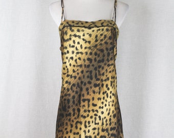 Vintage LEJABY PARIS Neiman Marcus Gold Leopard Print Chemise Cougar Tarzan Jane M