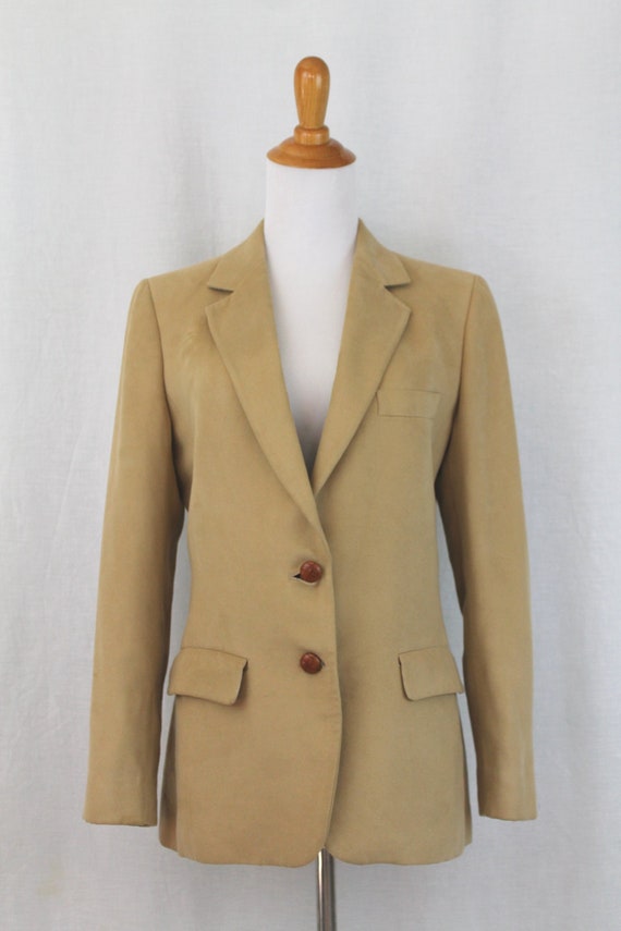 Vintage AQUASCUTUM Camel Beige 2 button Ultrasuede