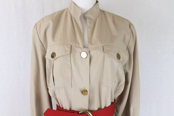 Vintage ORVIS Khaki Belted Safari Dress Size Size… - image 8