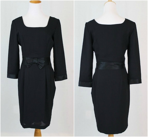 Vintage Laura Ashley Black Wool Blend Dress UK 10… - image 1