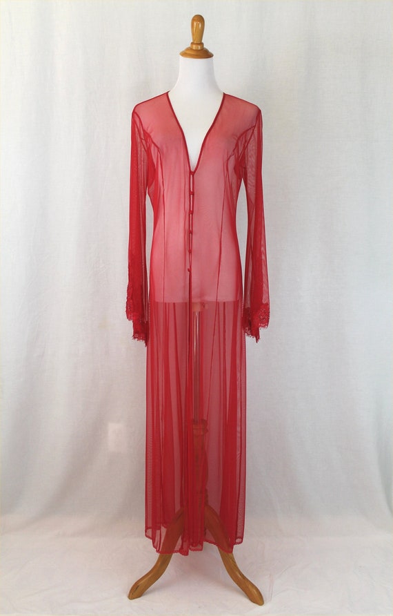 Vintage Victoria's Secret Beaded Lace Sheer Red Pe