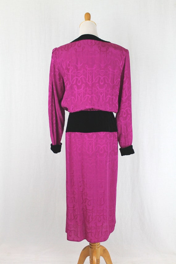 St. Gillian Magenta Pleated Jacquard Silk with si… - image 5