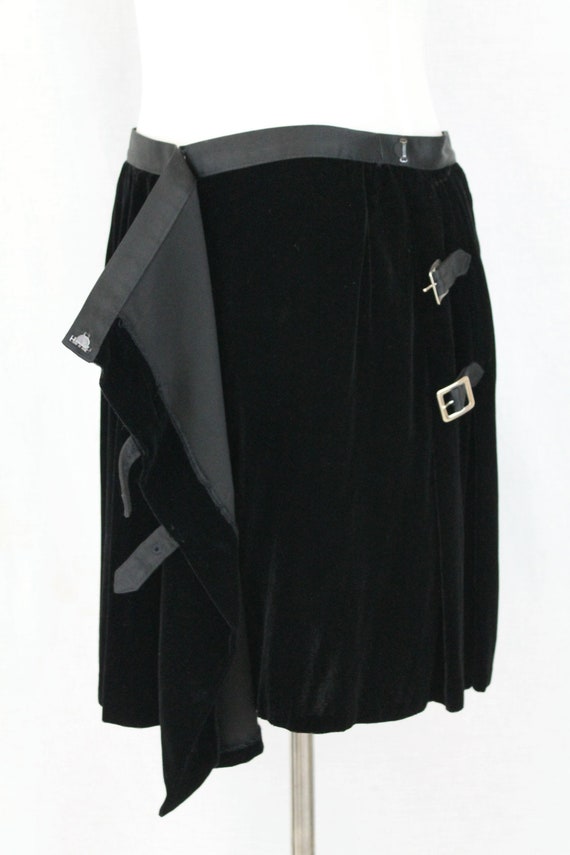 Vintage Ralph Lauren Black Silk Velvet Kilt Skirt… - image 6