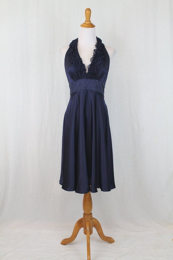 Adrianna Papell Silk Halter Dress: Ruffled Diamante, Size 6 - Etsy