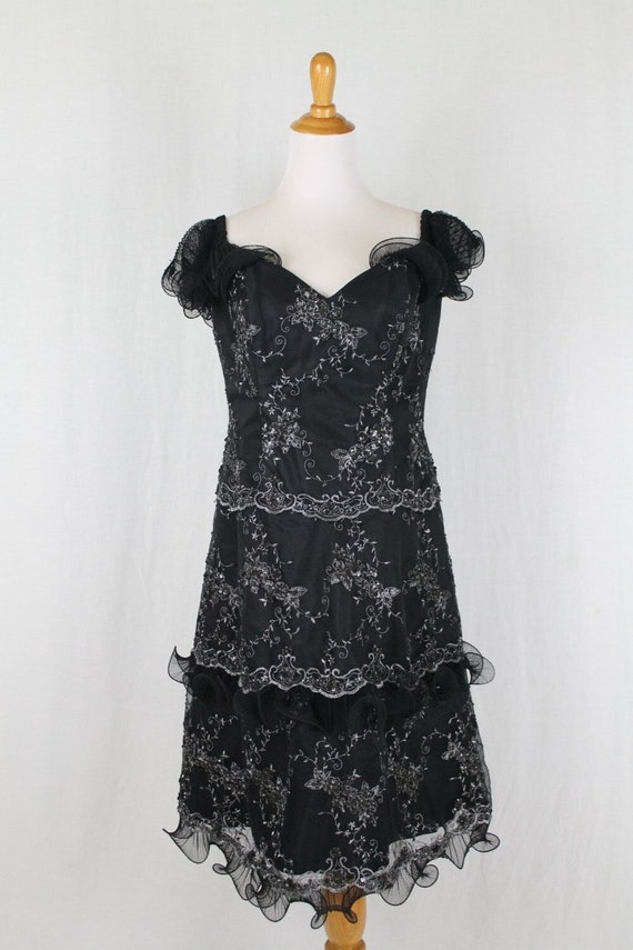 chinese dress ladies Alice + Olivia Women's Anaya Tiered Lace Short Dress - Black main image 1