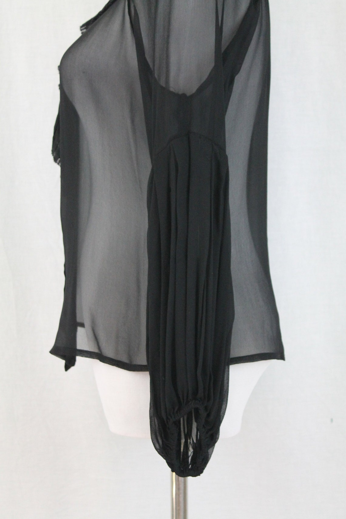 Vintage Trelise Cooper New Zealand Sheer Black Silk Blouse