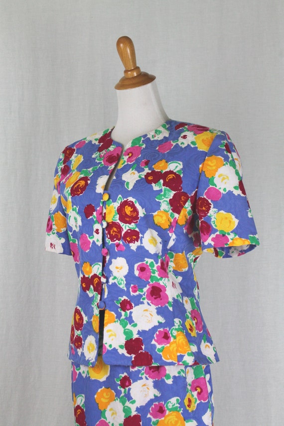 Vintage Adrianna Papell Cotton Floral Floral Prin… - image 4