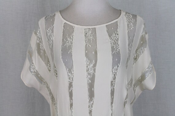 Vintage Parker Ivory Silk relaxed Dolman Blouse M - image 5