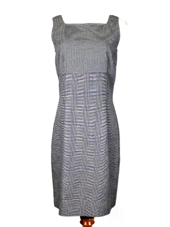 tommy hilfiger metallic sheath dress Tommy Hilfiger Essentials Sheath Dress Metallic Plaid Sleeveless  Asymmetrical 8