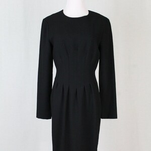 Vintage LAURA ASHLEY Black Wool Long Sleeved Sheath Dress Made in England USA Sz 4 image 3