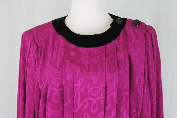 St. Gillian Magenta Pleated Jacquard Silk with si… - image 7