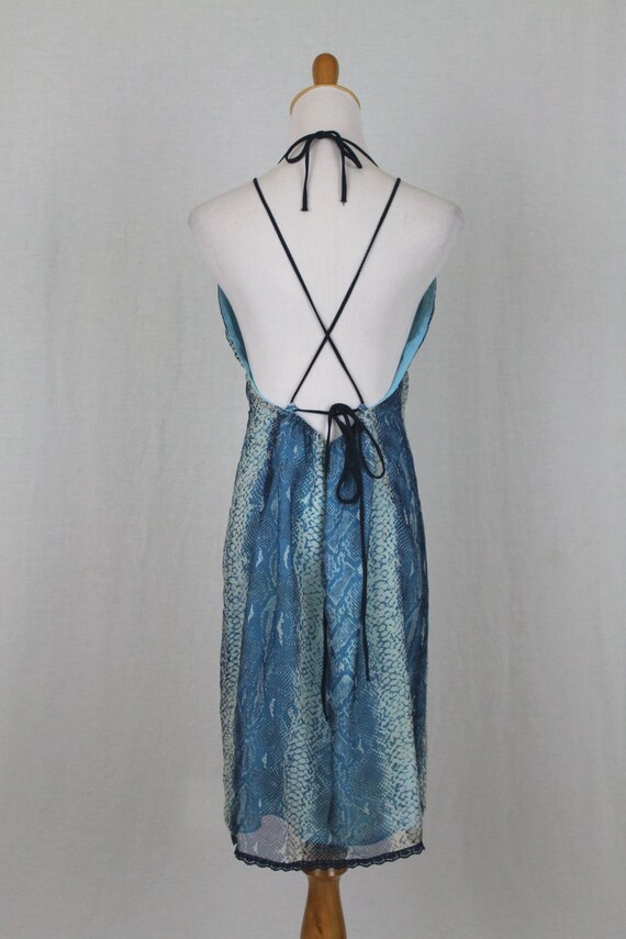 Y2K Blue Python Print Halter Dress - Max Studio B… - image 3