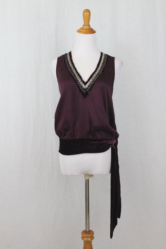 Vintage Hand beaded Pure Silk Charmeuse & Silk Vel