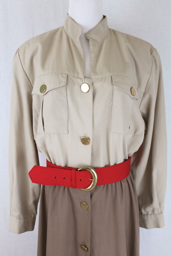 Vintage ORVIS Khaki Belted Safari Dress Size Size… - image 5