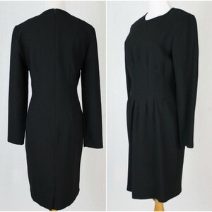 Vintage LAURA ASHLEY Black Wool Long Sleeved Sheath Dress Made in England USA Sz 4 image 2