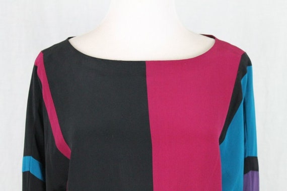 Vintage Jack Mulqueen Silk Dolman Sleeve Colorblo… - image 5