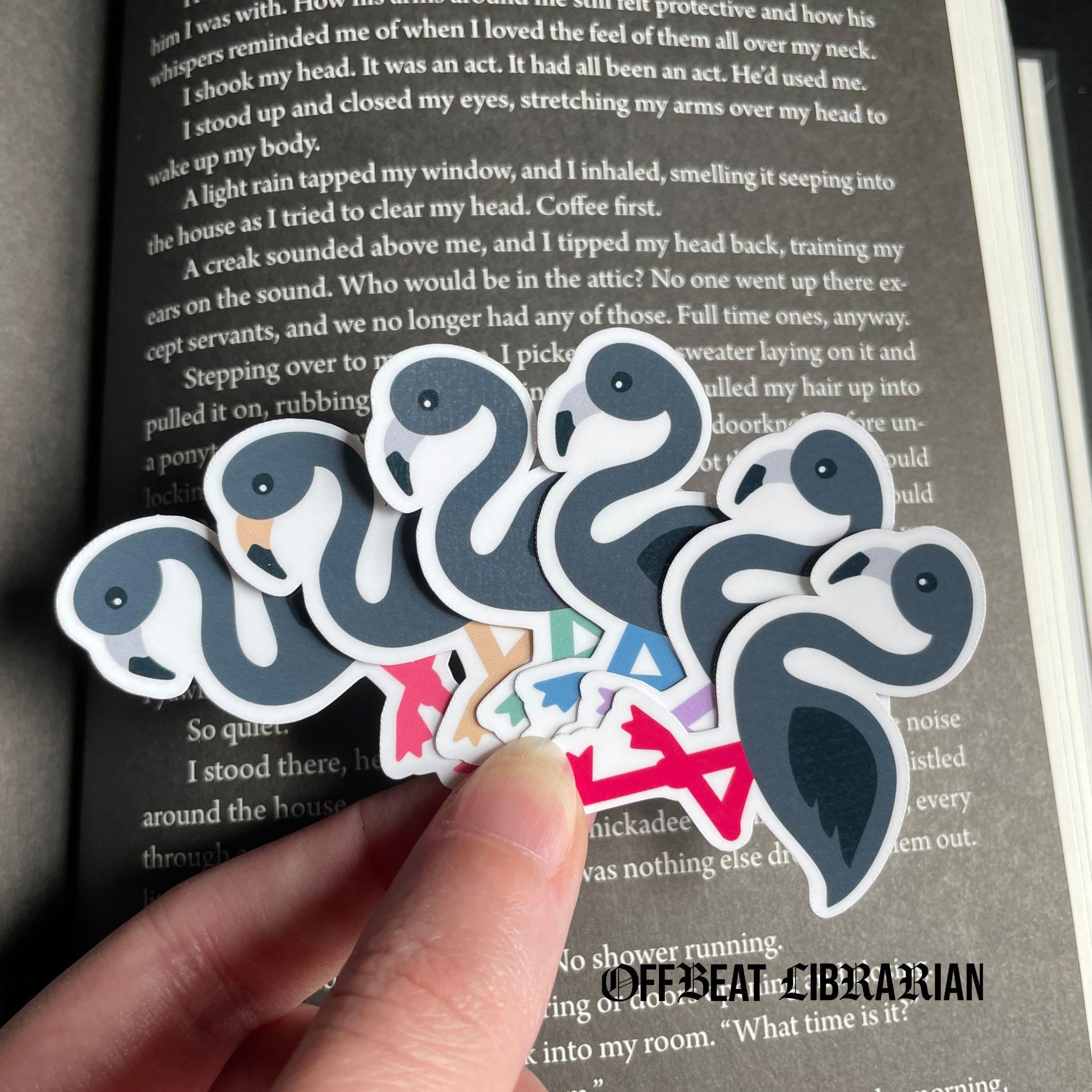 Black Flamingo Vinyl Sticker | Kawaii Goth Booklover, Bookish Merch & Things for Metalcore Reader | Gift for Librarian, Bookworm, Metalhead