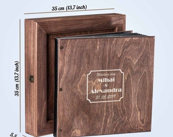 Big Wedding Photo Album With Custom Wooden Box, Photo Book