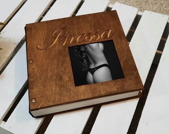 Boudoir photo album, Personalized photobook for your eyes, bridal memory book, 1st anniversary gift for husband