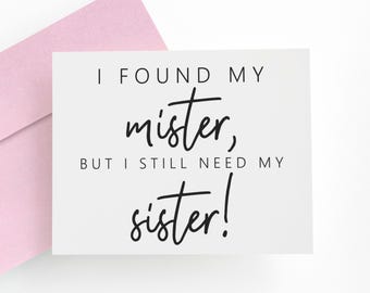 Will You Be My Bridesmaid Proposal Card For Sister. Maid Of Honor Proposal Card. Matron Of Honor Proposal Card.