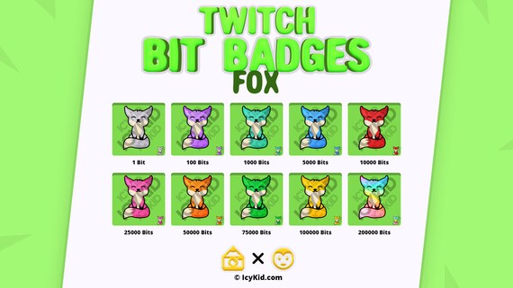 Twitch Bit Badges Fox Etsy