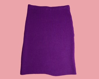 1980s BETSEY JOHNSON "PUNK" Label Purple Knit Sweater Pencil Skirt. Extra Small-Medium