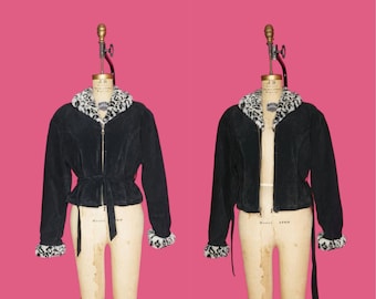 1990s-y2k WILSONS MAXIMA Black Suede Leather Cropped Black