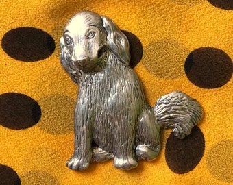 1980s-1990s Silvertone Puppy Brooch