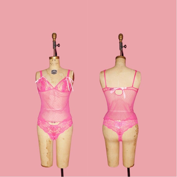 Y2K VICTORIA'S SECRET Sexy Little Things Bright Hot Pink Nylon Swiss Dot  Lace Ribbon. Semi Sheer Two Piece Set. Small-medium. NWT - Etsy
