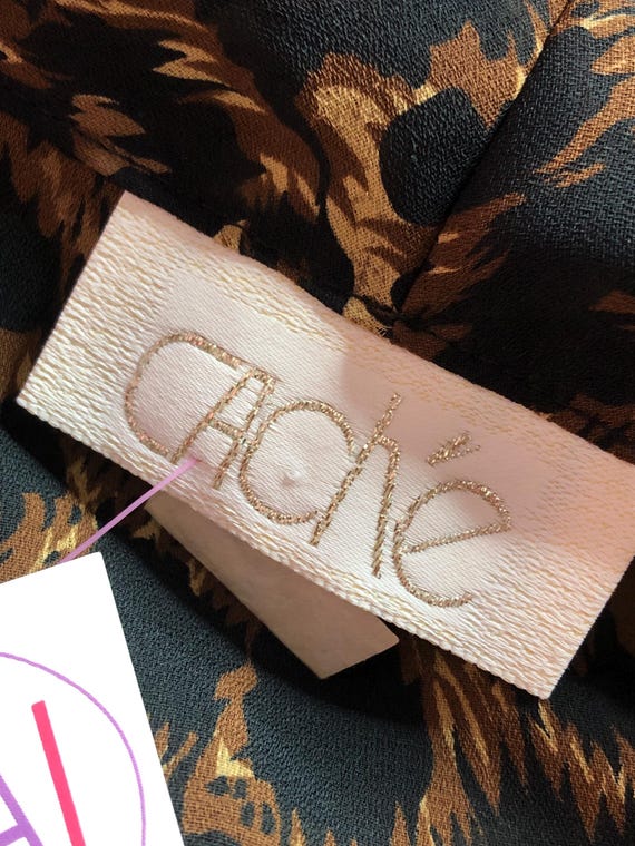 1980s-1990s CACHE LEOPARD Print Plunge Neck. Semi… - image 9