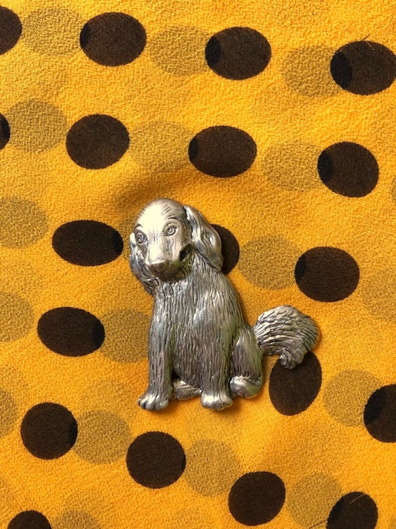 1980s-1990s Silvertone Puppy Brooch