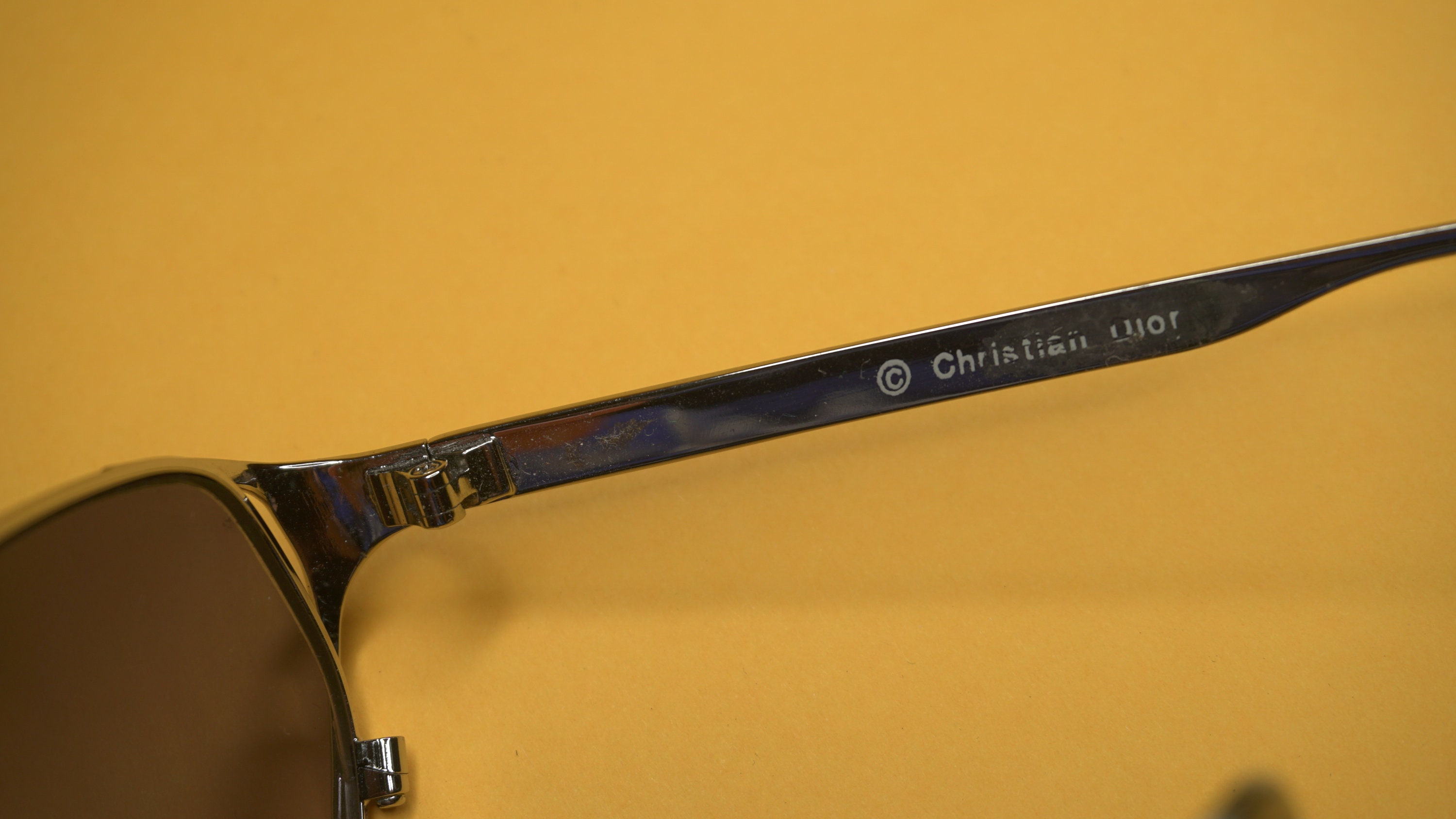 1980s CHRISTIAN DIOR. SUNGLASSES. Cat Eye Silver Lightweight 