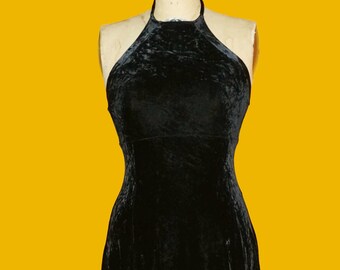 1990s Vintage BETSEY JOHNSON Black CRUSHED Velvet Halter Top Skater Mini  Dress. Small - Etsy