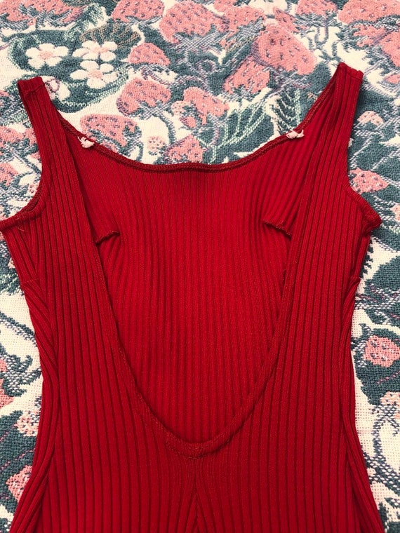 1940s Ribbed Tomato Red One Piece Swimsuit. XS-Sm… - image 4