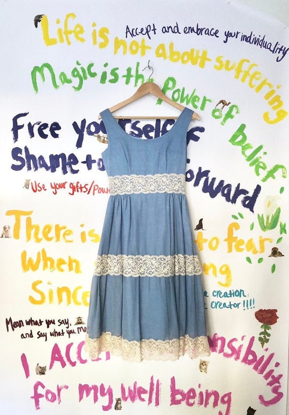 1970s. Blue Chambray and Lace COURIERS CALIFORNIA