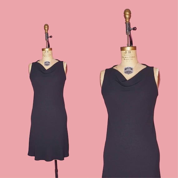 1990s-y2k S.L. FASHIONS Black COWL NECK Sleeveless Wiggle Dress. Small-medium - Etsy 1990s-y2k S.L. FASHIONS Black COWL NECK Sleeveless Wiggle Dress. Small-medium - Etsy