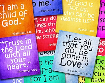 Prayer Cards for Kids, Printable Scripture Cards for Teens, Bible Verse Memory Cards, Daily Devotional Pocket Cards, INSTANT DOWNLOAD