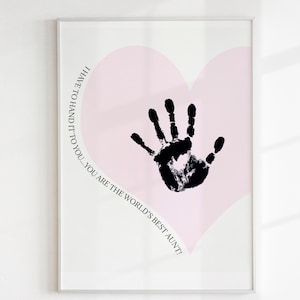 Regalo de cumpleaños personalizado para tía de sobrina, arte de impresión de mano, regalos de tía de sobrino, idea de artesanía imprimible para niños, descarga instantánea,