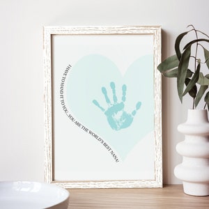 Handafdruk kunst, Nana moederdag cadeau, verjaardagscadeau voor Nana van kleindochter, kaart van kleinzoon, afdrukbare kids crafts, instant download