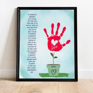 Arte del Día de los Abuelos, Regalo de abuelos para la abuela abuelo de un nieto, Manualidades de impresión de manos para niños de bricolaje, septiembre imprimible, descarga instantánea