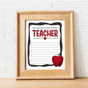 Füllen Sie die blanko Aktivität aus, Lehrer Danke Geschenkidee, Druckbare Lehrer Anerkennungskarte, Sofortiger Download, Letzter Schultag Geschenk