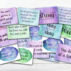 Cartes d'affirmation de deuil, cartes de thérapie imprimables avec citations de deuil, cadeau de sympathie pour veuve, cadeaux perte de mère, décès d'un être cher